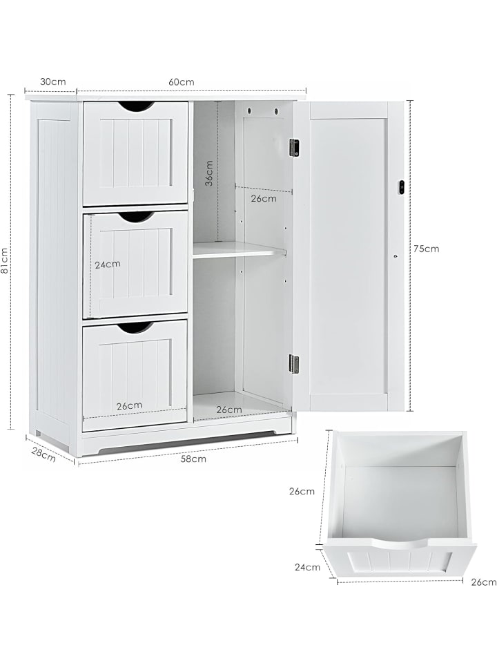 COSTWAY Badezimmerschrank in Weiß günstig kaufen 60 cm