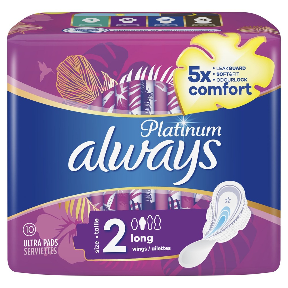 always Always Platinum Long (Taille 2) Serviette Hygiénique Serviettes Hygiéniques