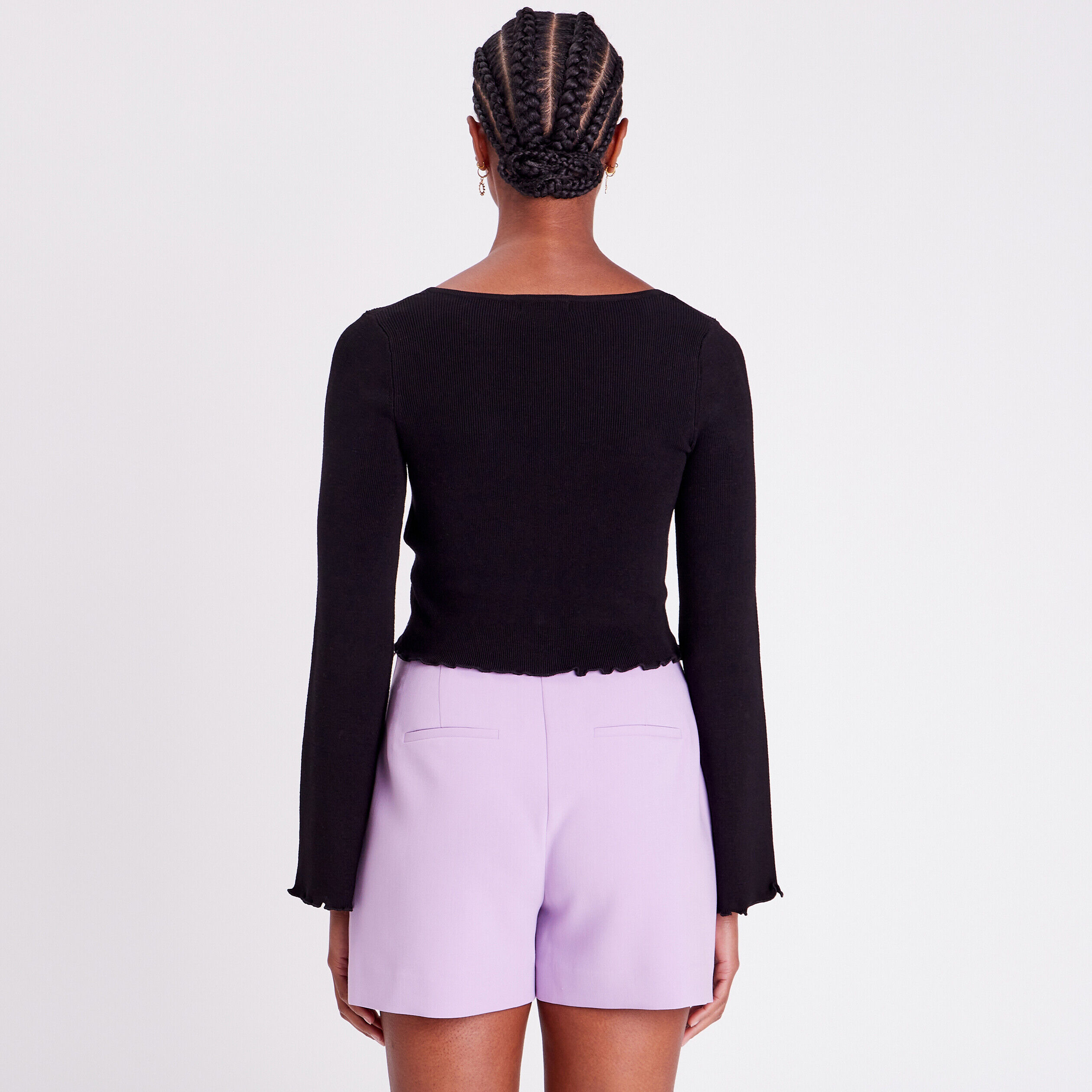 Gilet col en V bord vague noir femme | Cache Cache