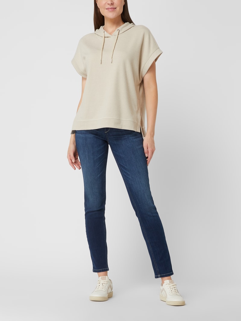 Hoodie mit kurzen Ärmeln in beige