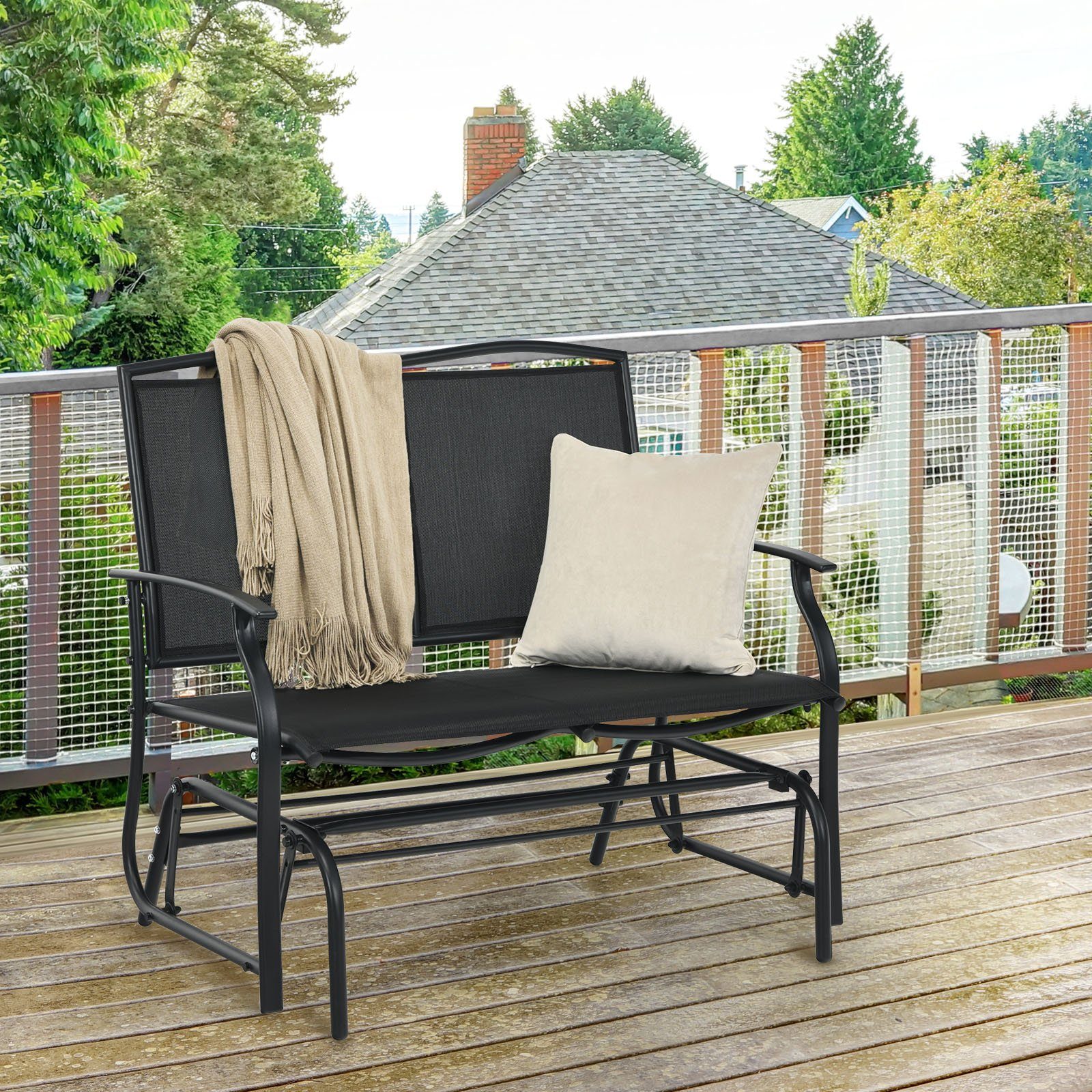 COSTWAY Gartenbank, 2-Sitzer Schaukelbank, bis 180kg, 105x71,5x93cm