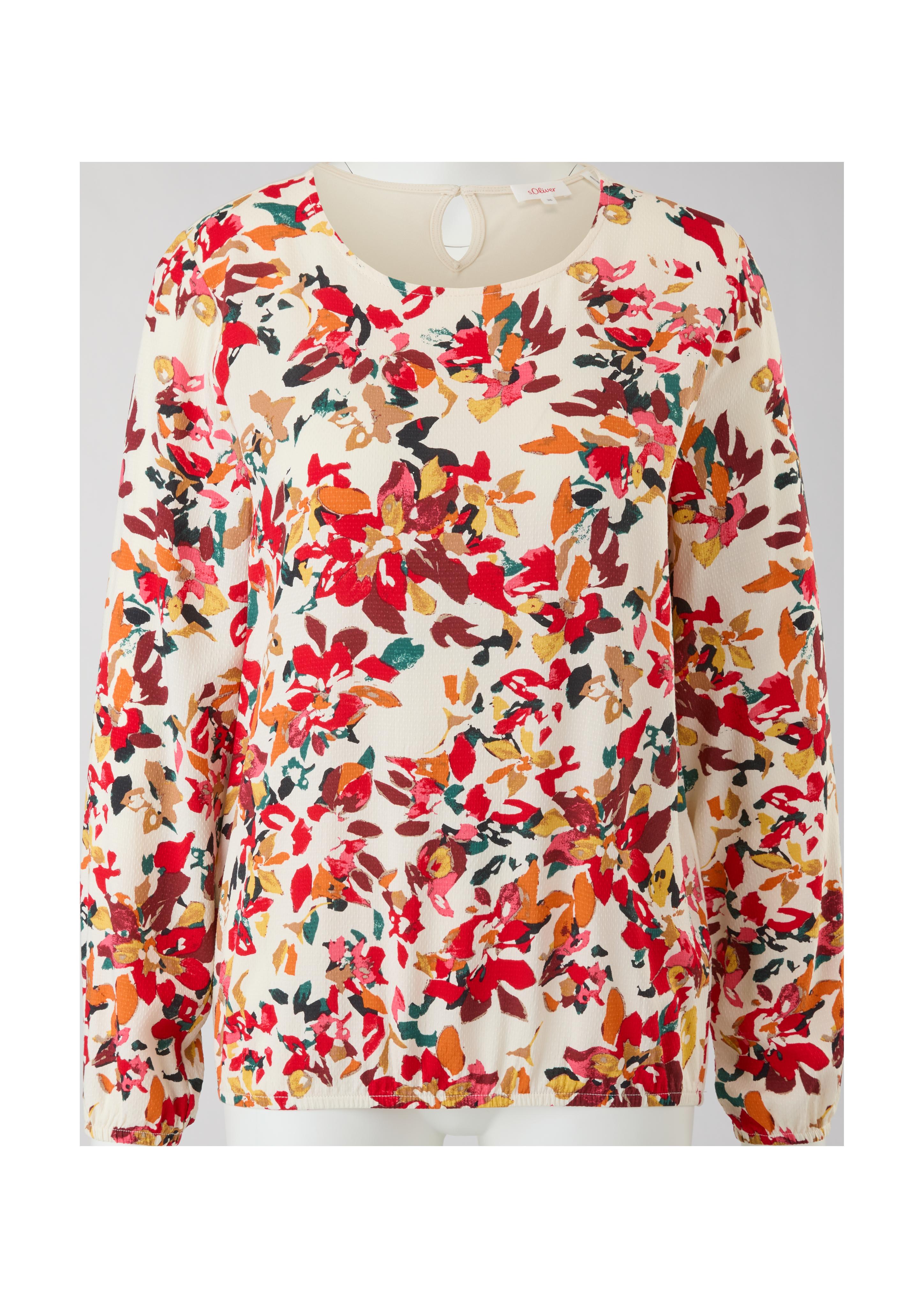 Materialmix-Bluse mit Print  2121780-81A0