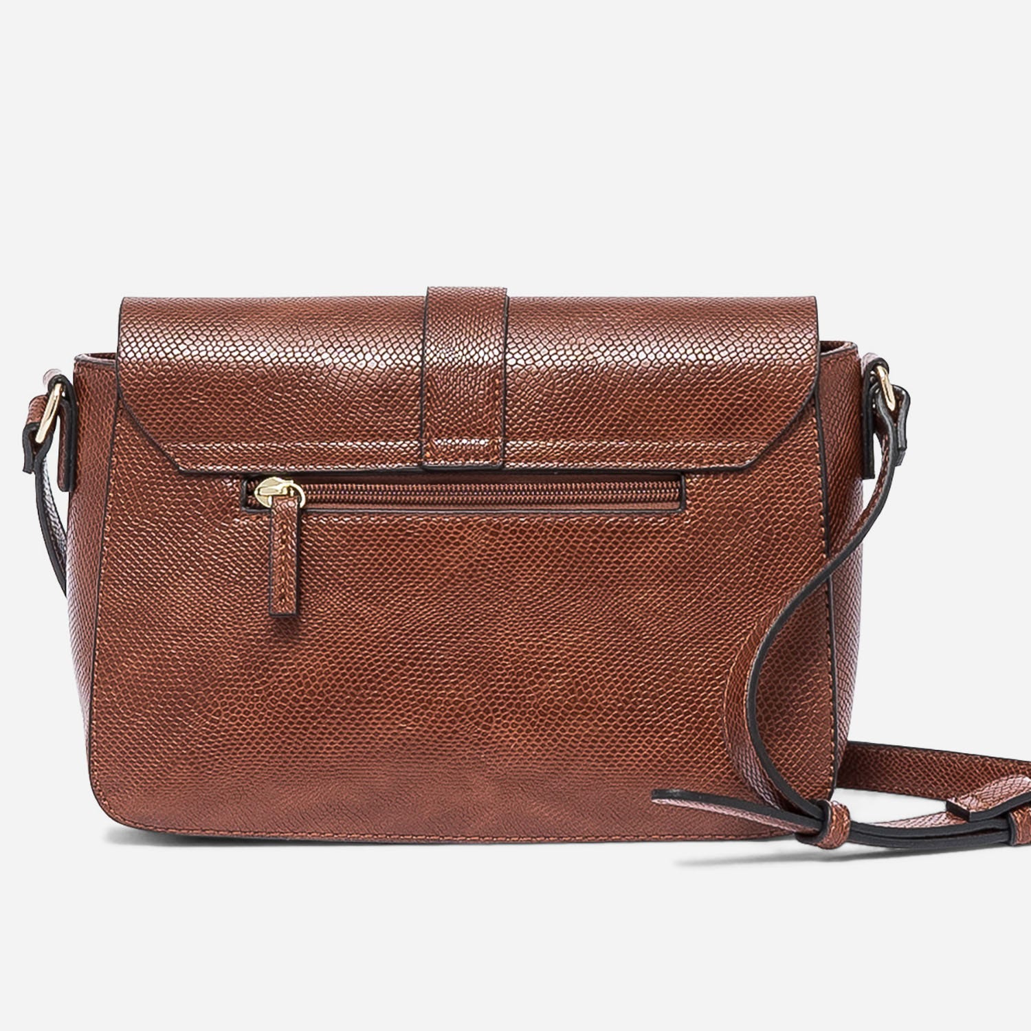 Sac bandoulière cognac embossé python avec double anneaux