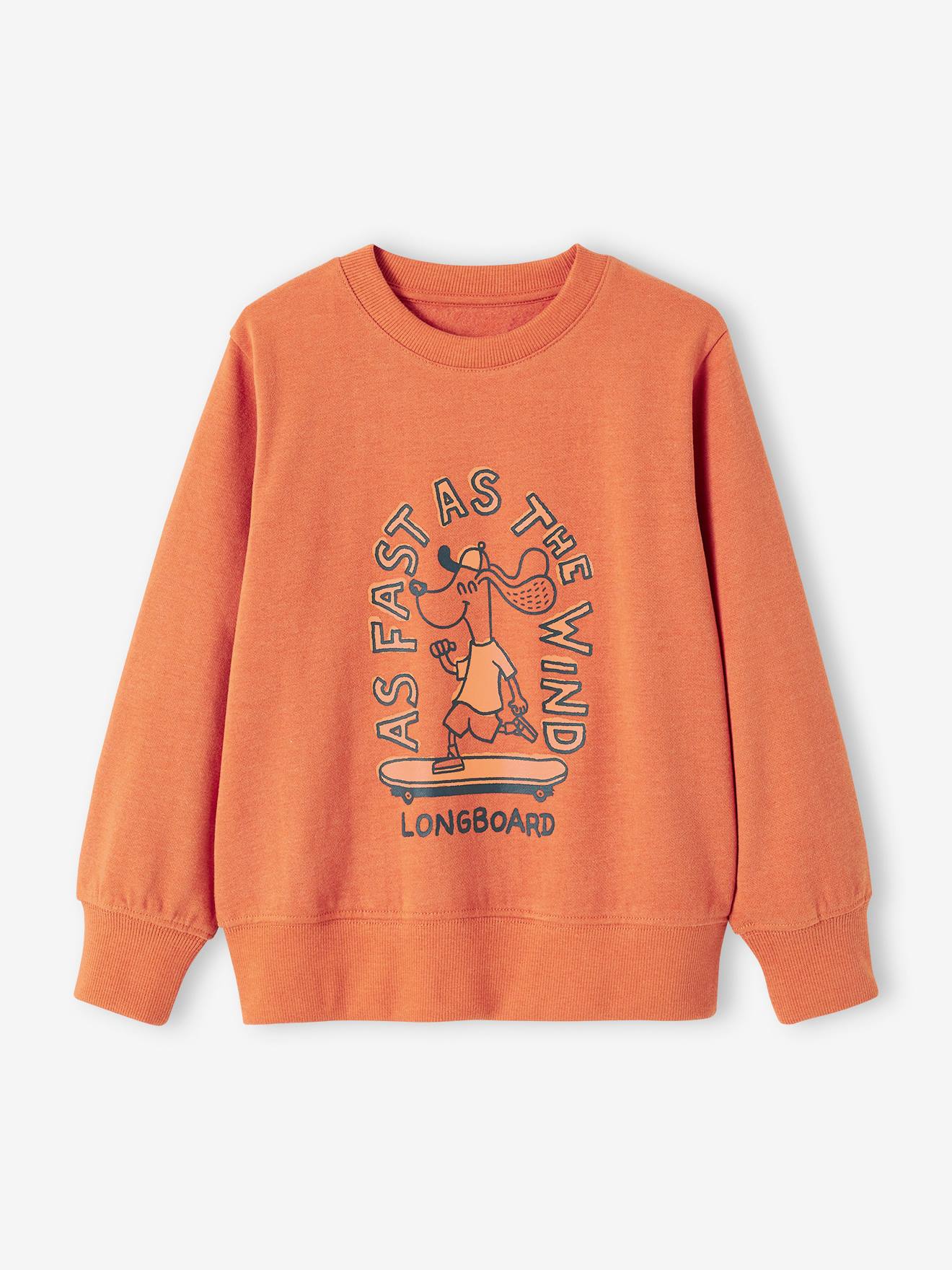Vertbaudet Jungen Sweatshirt mit Print BASIC Oeko-Tex - beige meliert