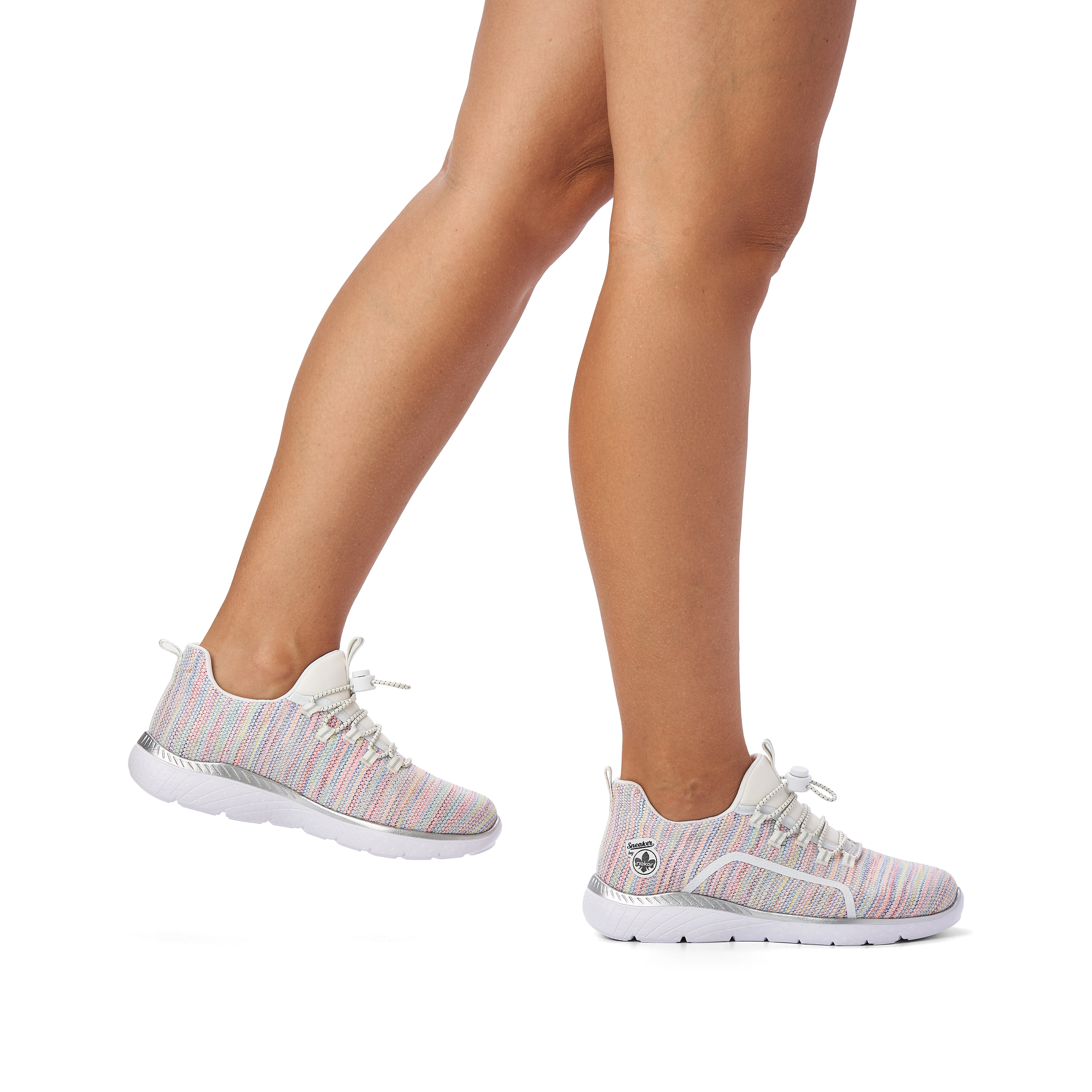 Rieker Damen Slipper weiß-regenbogenfarbig