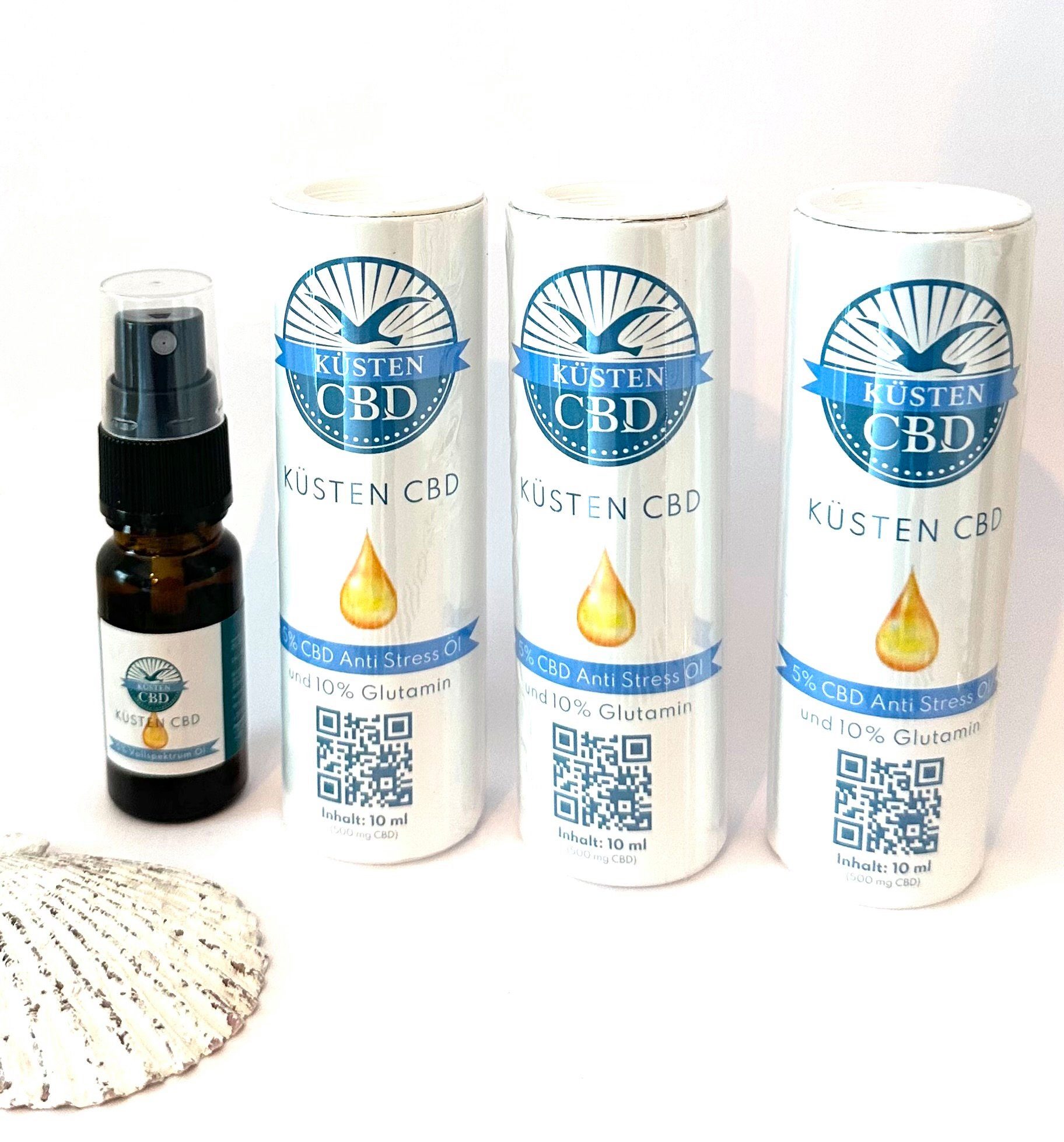 Küsten CBD Mundwasser, Anti Stress 5% CBD + 10% Glutamin, Hergestellt in Schleswig-Holstein