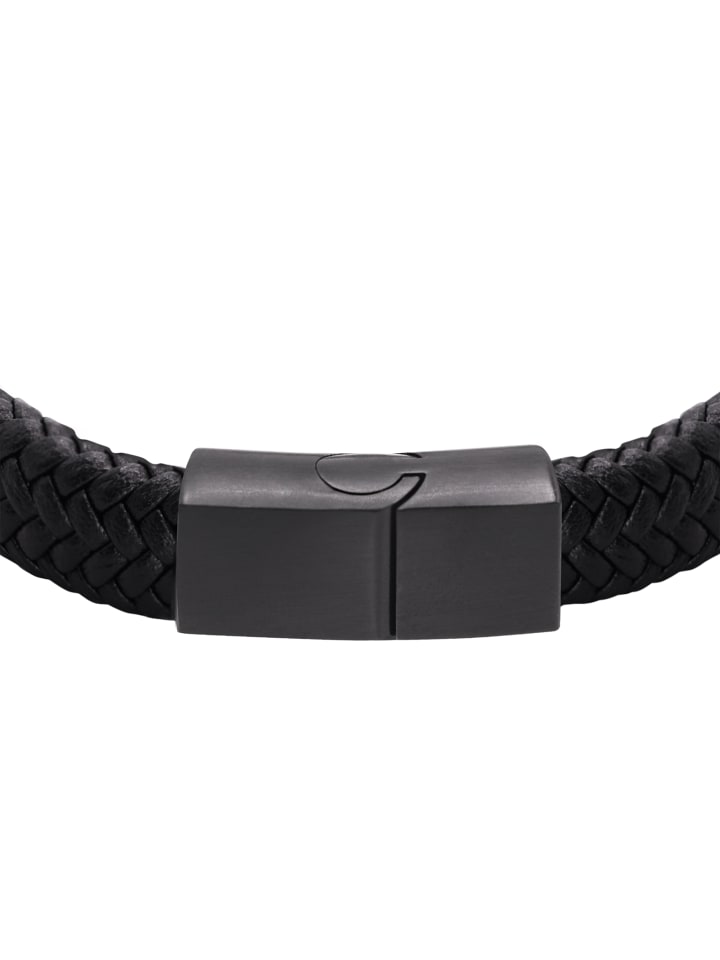 Steel_Art Herrenarmband Lederarmband Nelio in schwarz günstig kaufen