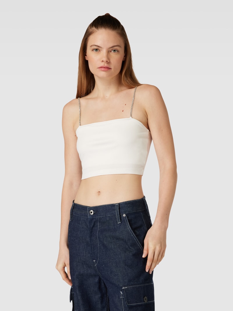 Crop Top mit Feinripp Modell 'RHINA' in weiss