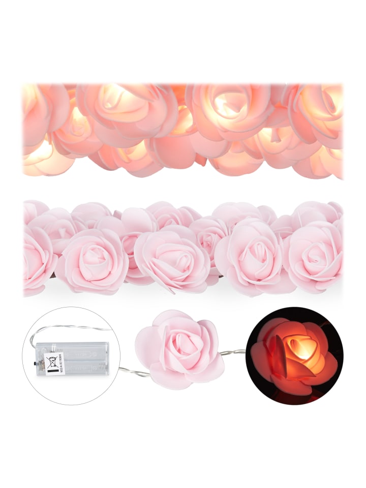 relaxdays Lichterkette Rosen in Rosa - (L)3,3 m günstig kaufen onesize