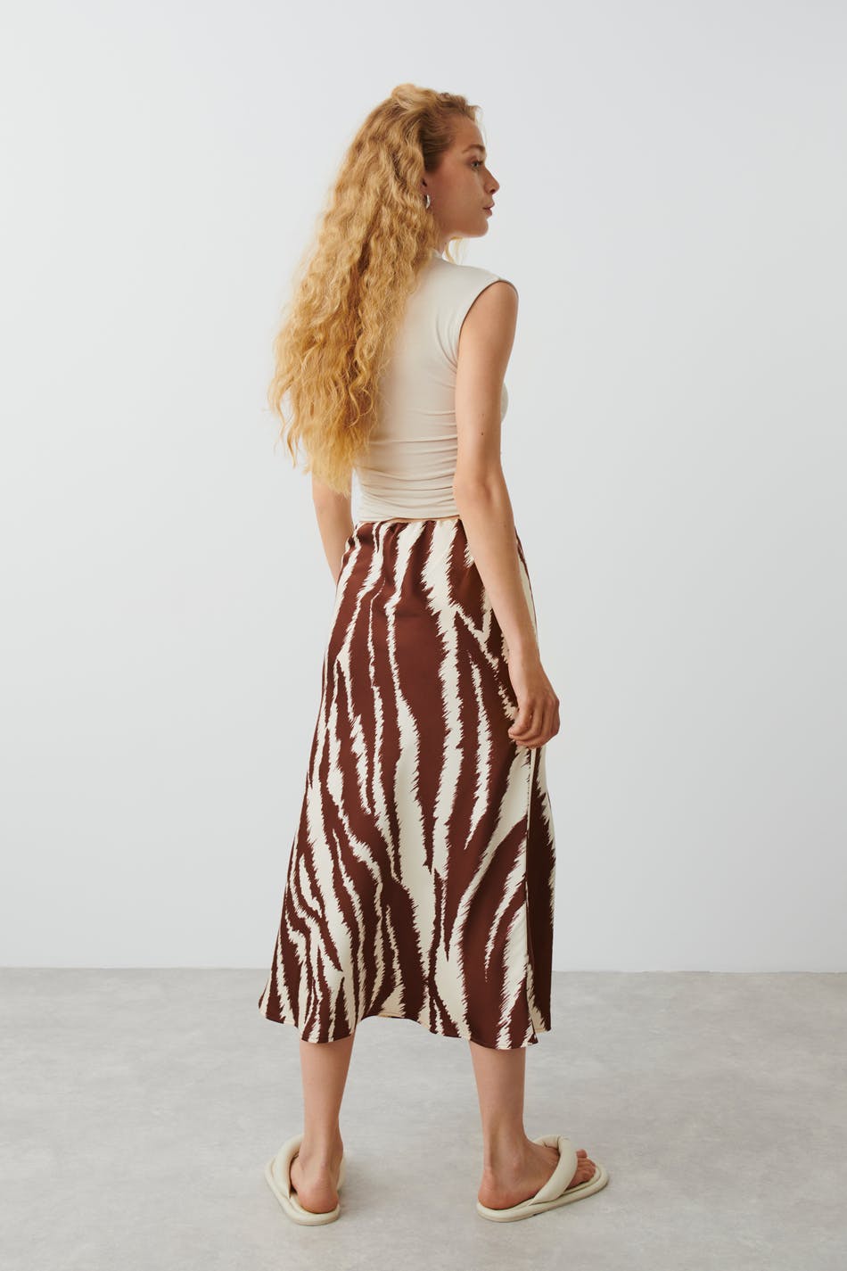 Satin midi skirt