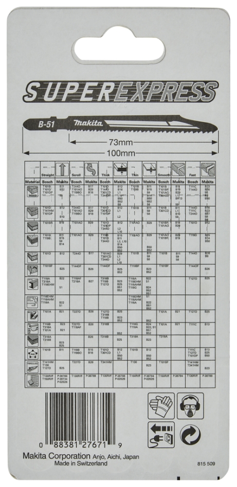 Makita Accessories B-06476 Progresivna ploča za ubodnu pilu B51 5 dijelova