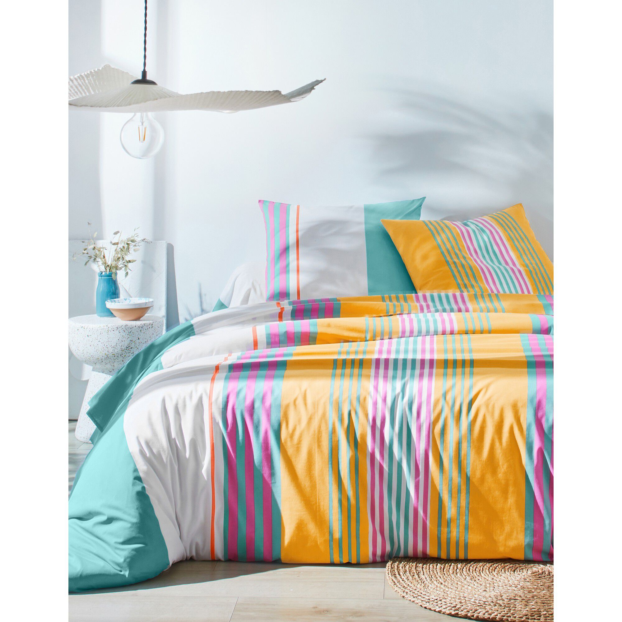 Linge de lit Détroit en coton imprimé rayures