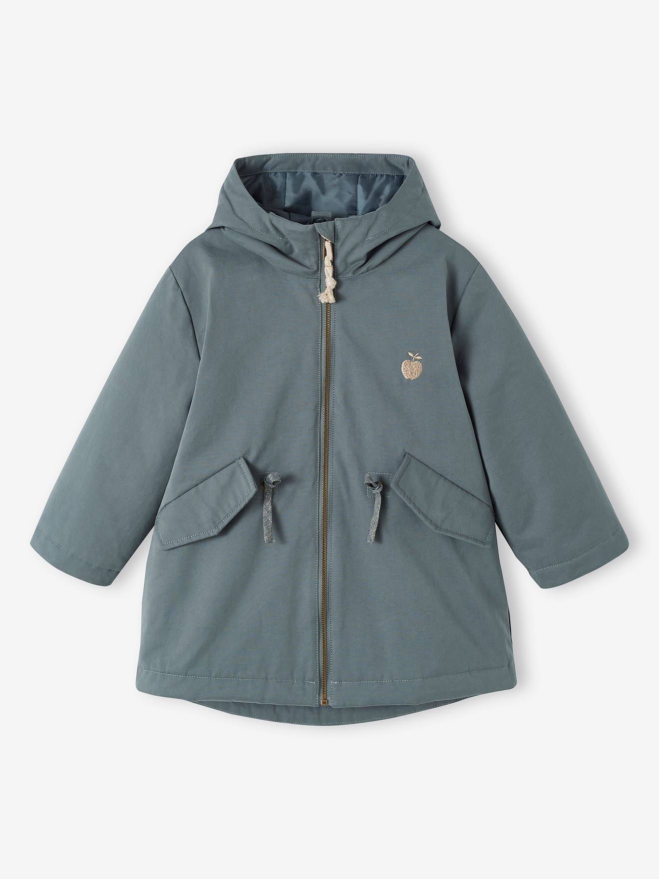 Parka à capuche 3 en 1 fille avec doudoune brillante doublée sherpa camel