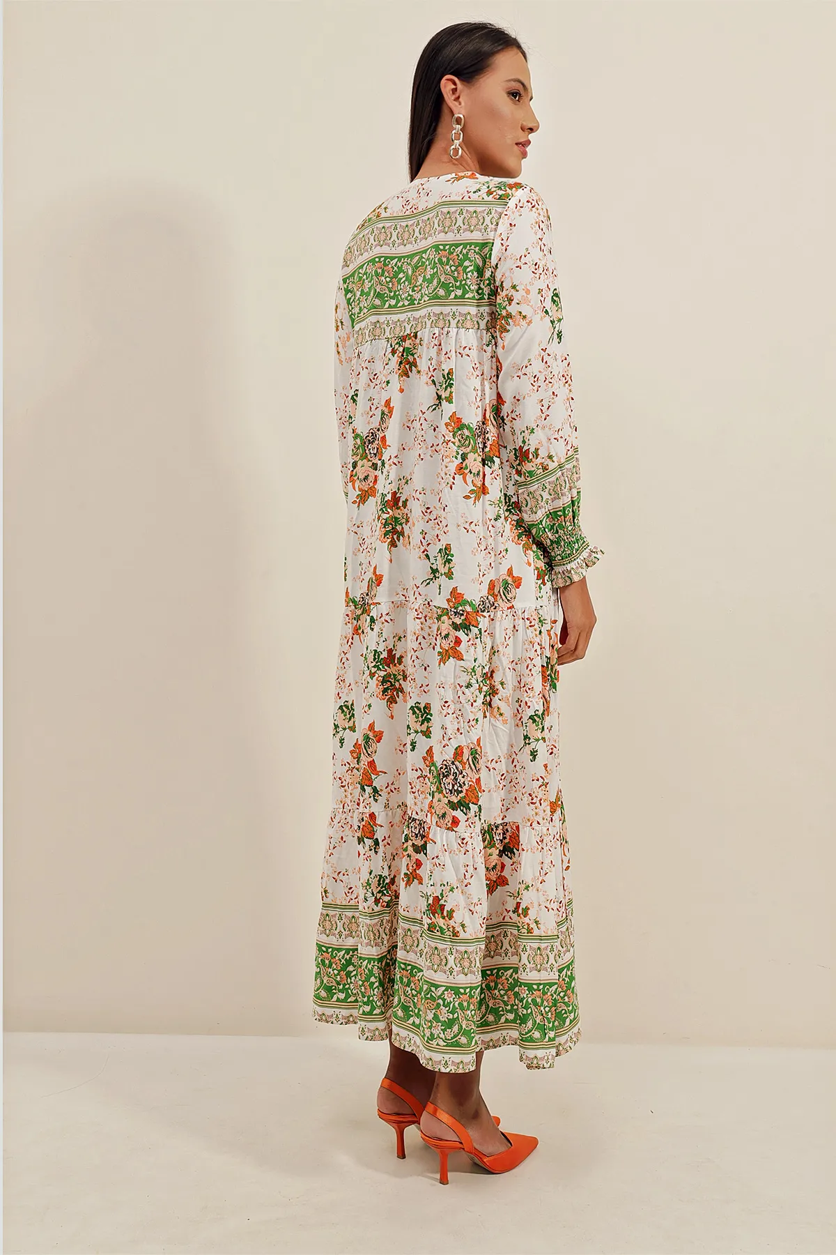 Bigdart  1947 Gemustertes langes Kleid – Grün