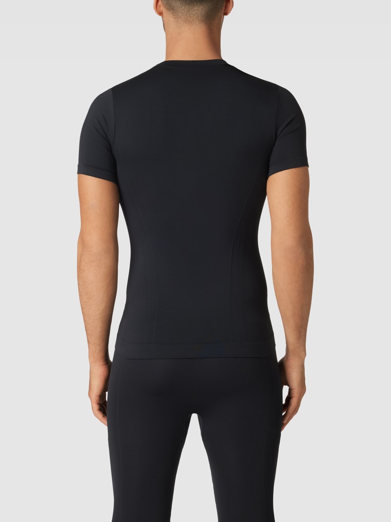 Atmungsaktives T-Shirt mit Label-Print in schwarz