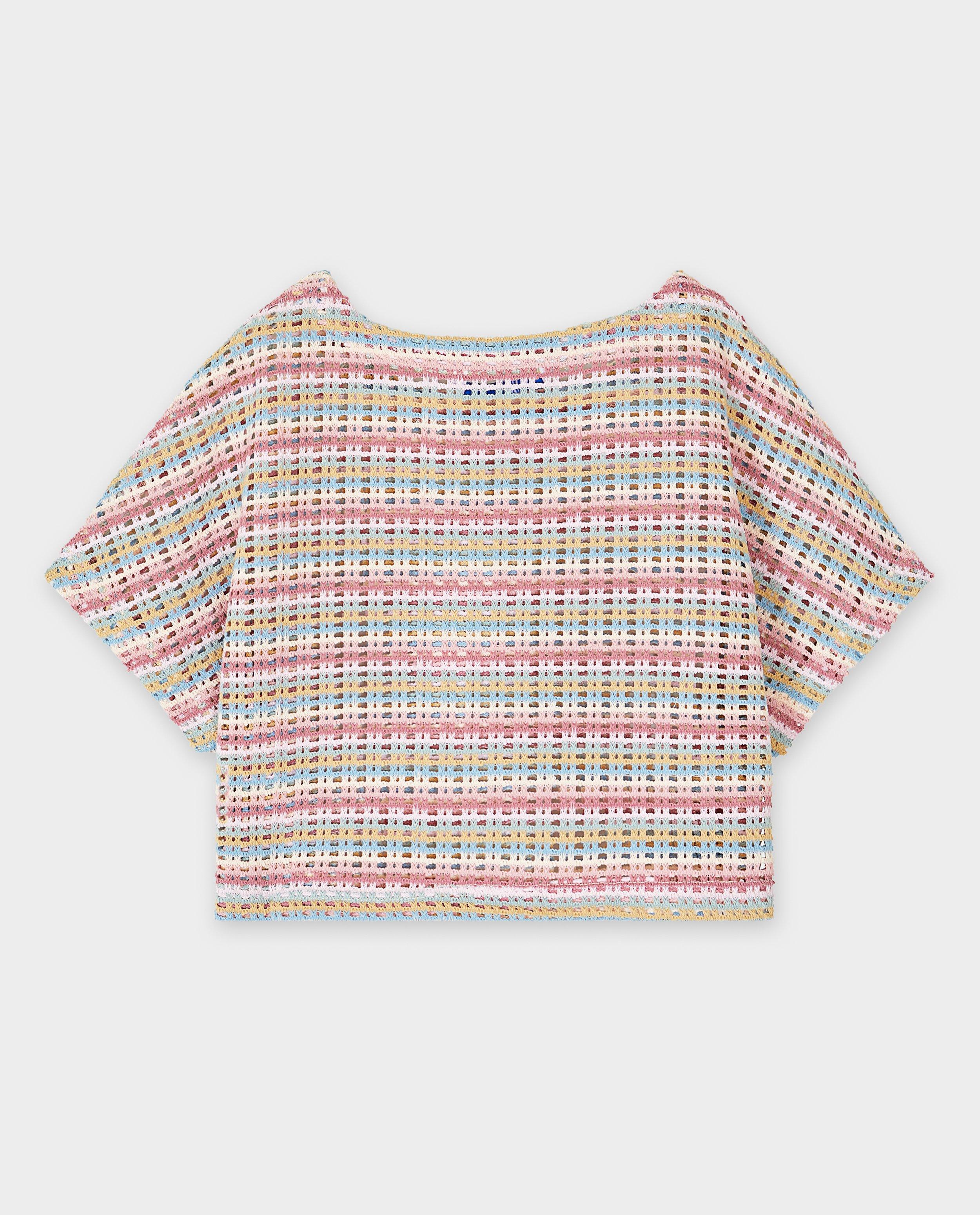 Tricou croșetat Blur by Tiffosi, croială scurtă bej