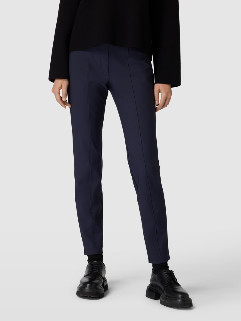 Stoffhose mit Ziernähten in marineblau