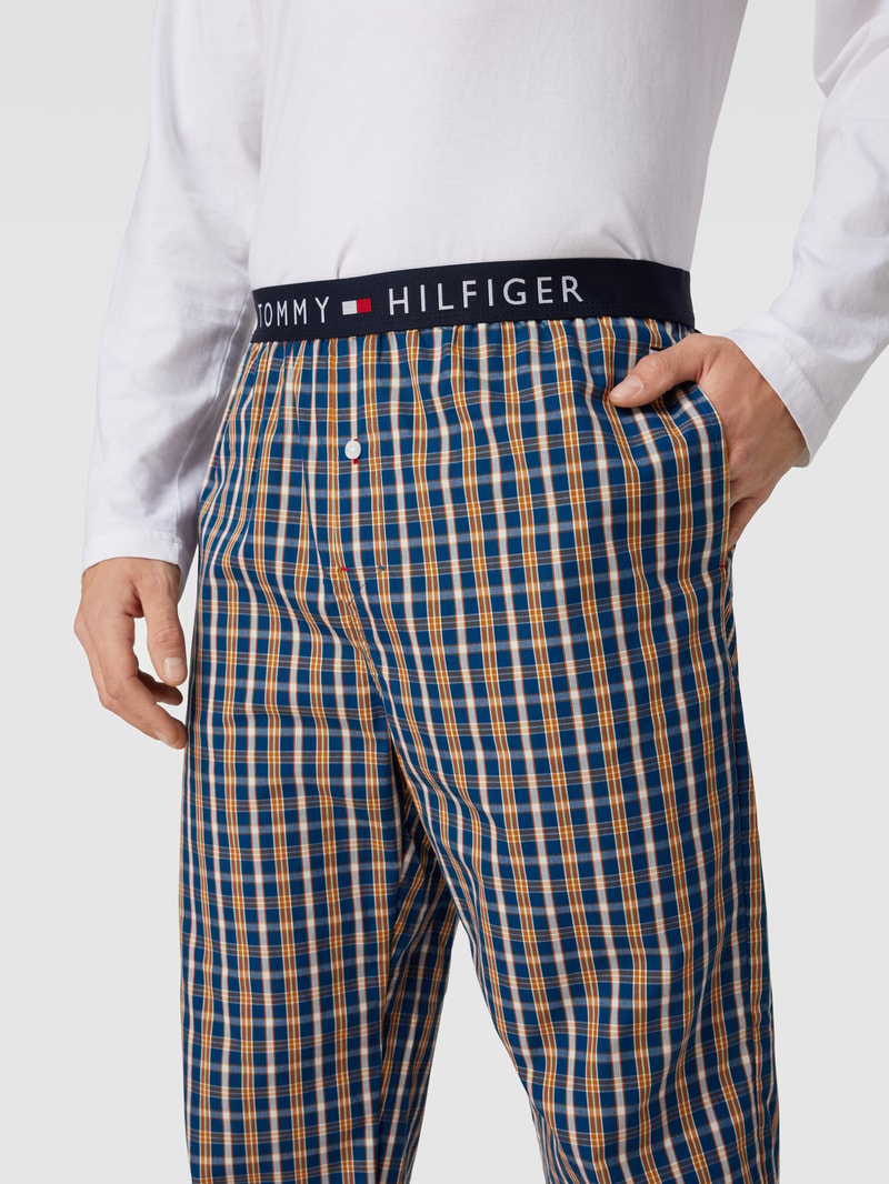 Sweatpants mit Karomuster in blau
