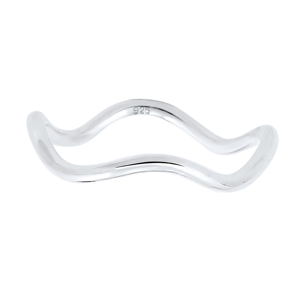 Elli Elli Bague Femmes Vagues Minimaliste Géo Tendance en Argent Sterling 925 Bague