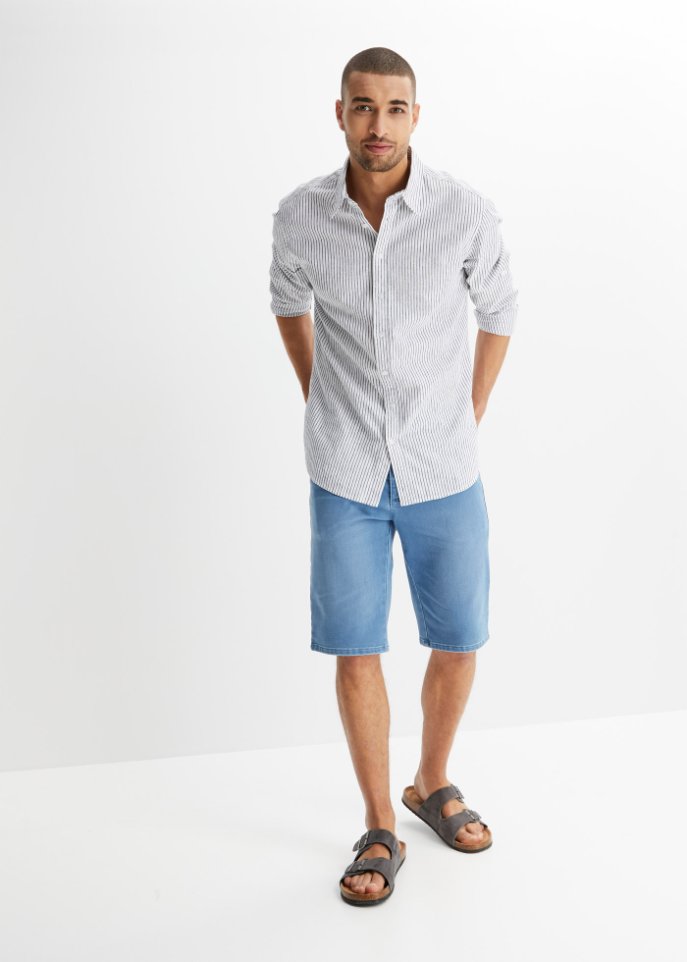 Sweat-Jeans-Bermuda mit Komfortschnitt, Regular Fit