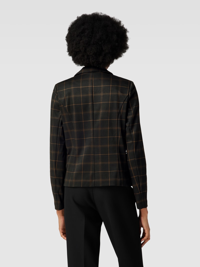 Blazer mit Hahnentrittmuster und Paspeltaschen in mittelbraun