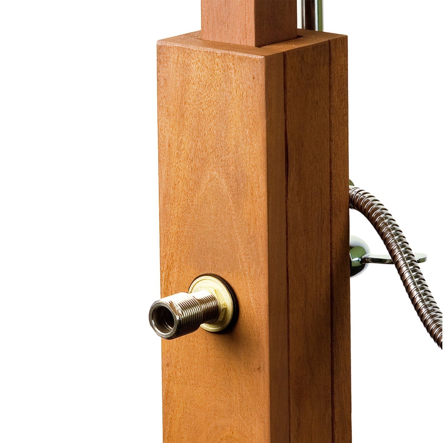 STILISTA Gartendusche Gartendusche Holzdusche Außendusche Pooldusche, FSC®-zertifiziertes Shorea Hartholz, inkl. Brause, 61 x 61 x 210 cm