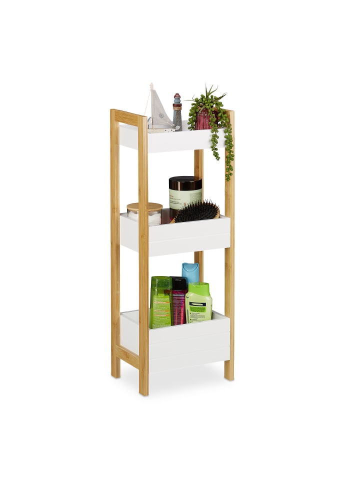 relaxdays Badregal in Natur/ Weiß - (B)28 x (H)74,5 x (T)20 cm günstig kaufen onesize