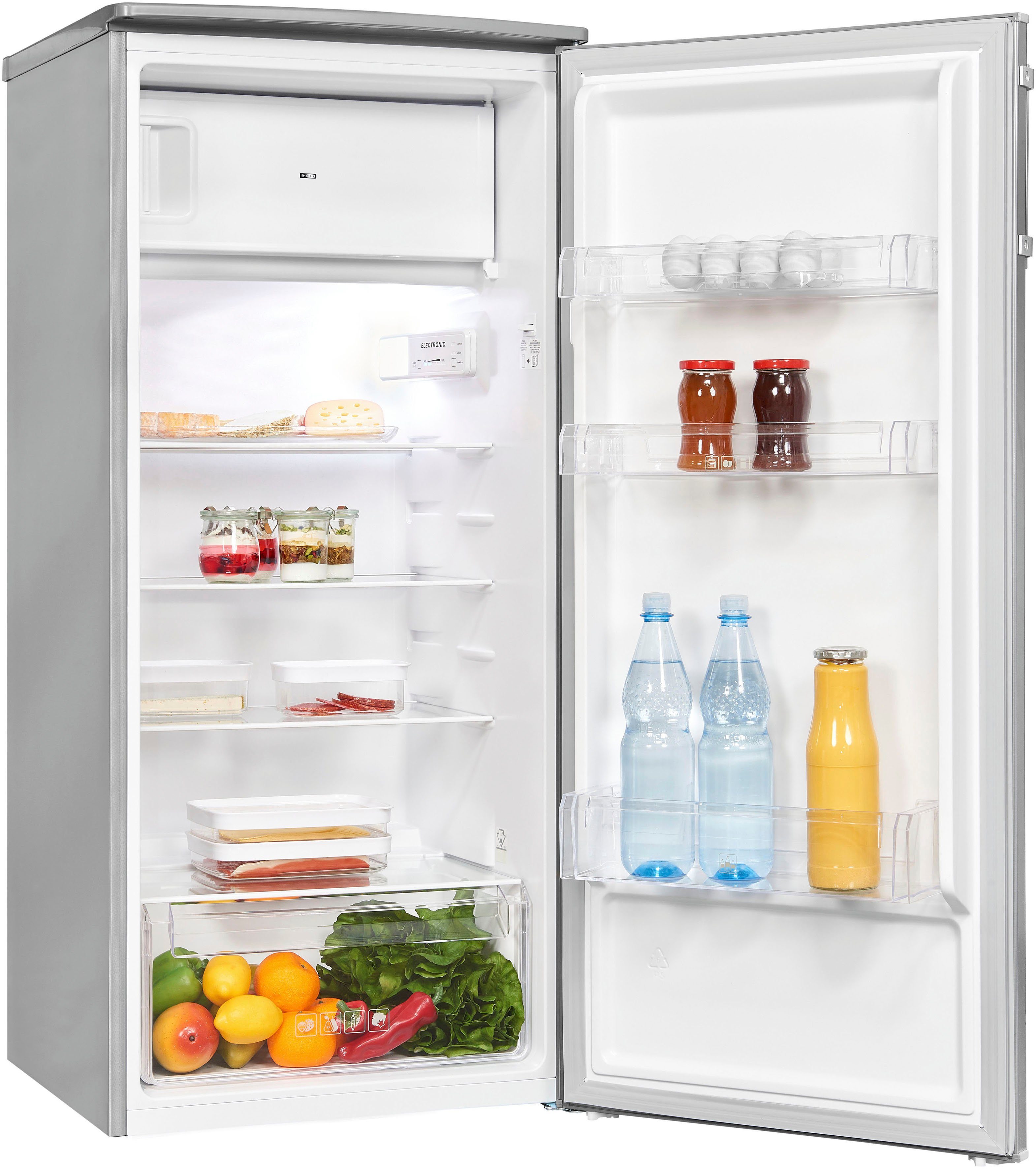 exquisit Kühlschrank KS185-4-HE-040E inoxlook, 122 cm hoch, 55 cm breit