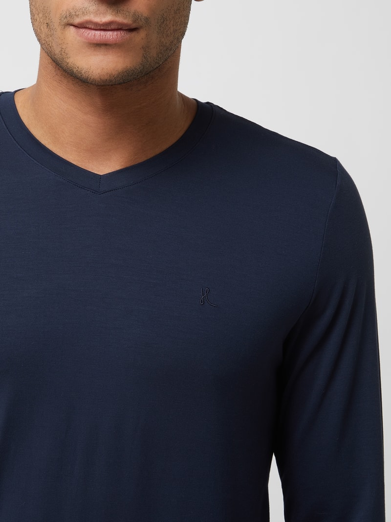 Pyjama-Oberteil mit Stretch-Anteil in marineblau