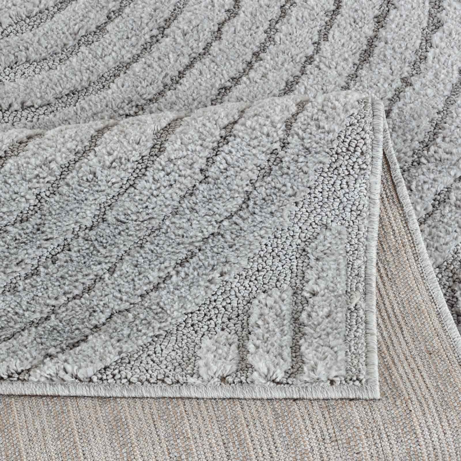 Designteppich Designerteppich Tokio hoch-tief Struktur Wellen uni, TaraCarpet, rechteckig, Höhe: 20 mm, moderner scandi BOHO grau Wohnzimmer Schlafzimmer Flur 080x150 cm