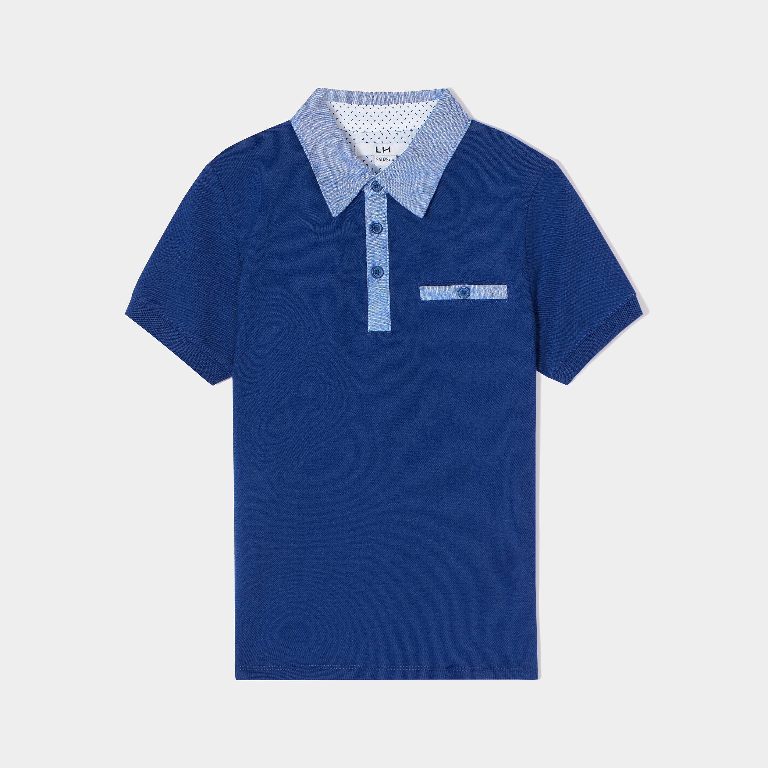 Polo manches courtes 1 poche bleu marine garçon | La Halle