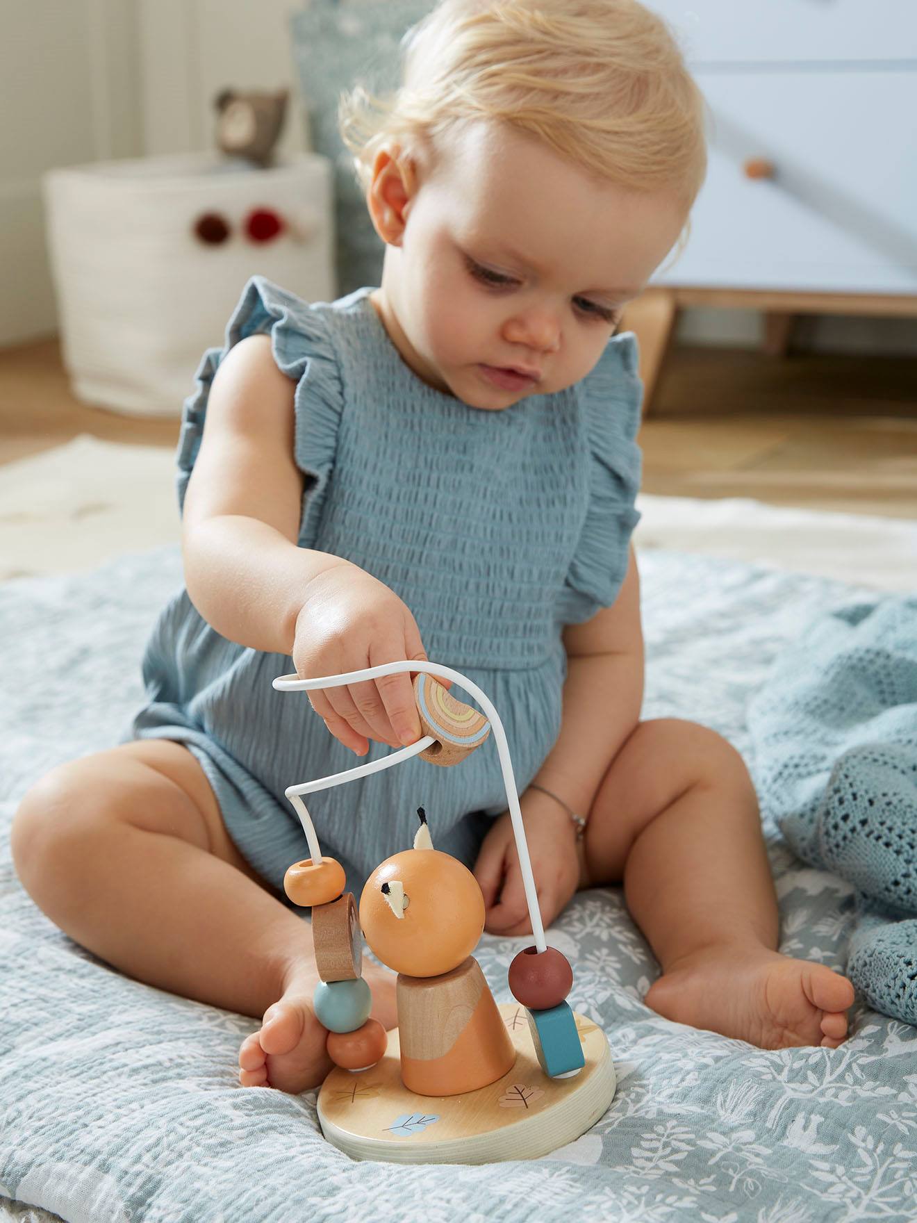 Vertbaudet Baby Motorikschleife Holz FSC - beige waldfreunde