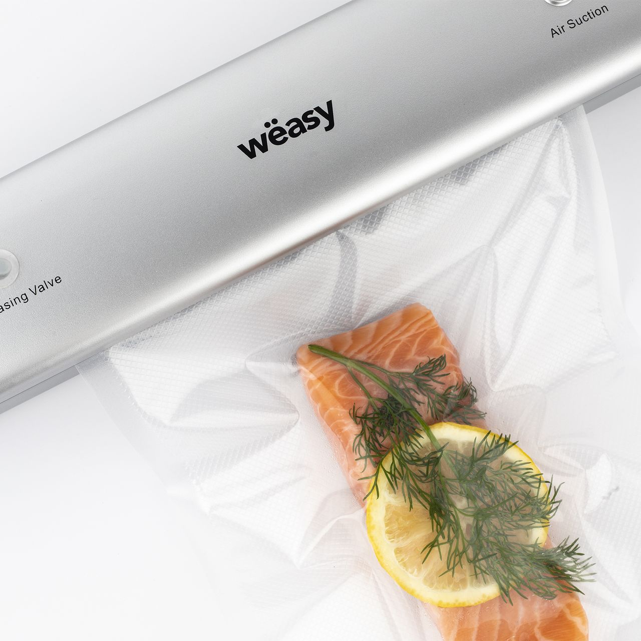 Weasy Wëasy  Vakuumiergerät SIL85 / 30 cm /  Edelstahl / professionelle Aufbewahrung von Lebensmitteln trocken & feucht / 10 waschbare Beutel / 85 W