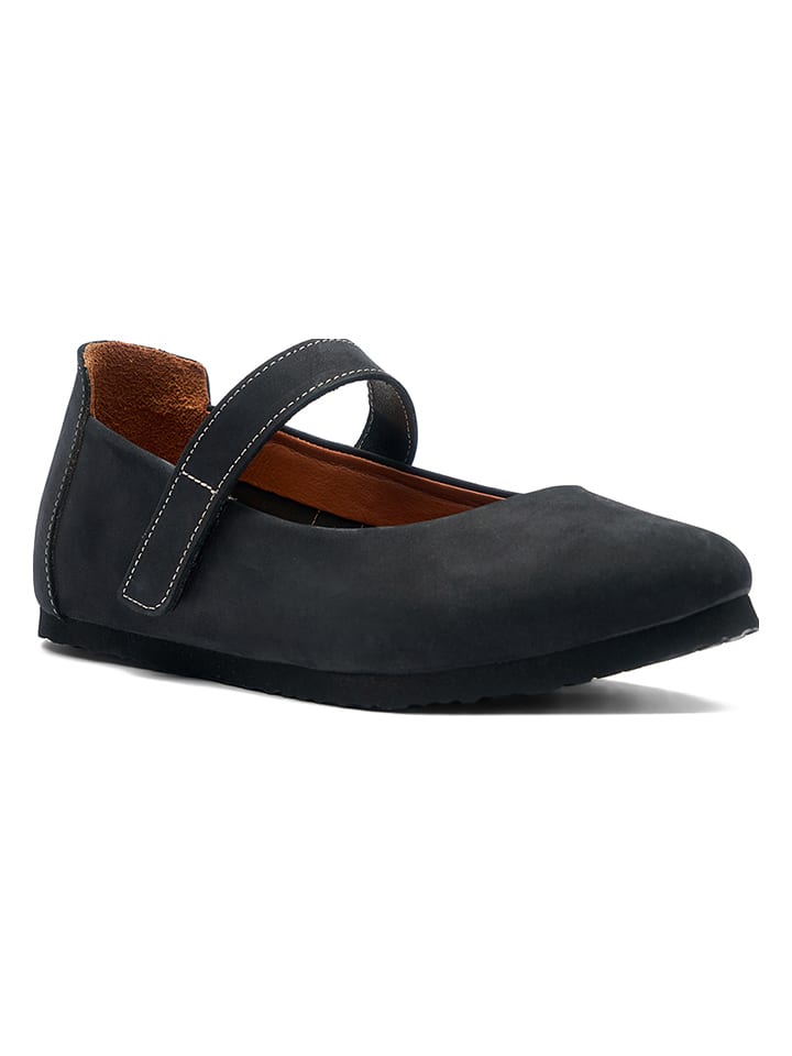 Comfortfusse Leder-Spangenballerinas in Schwarz günstig kaufen