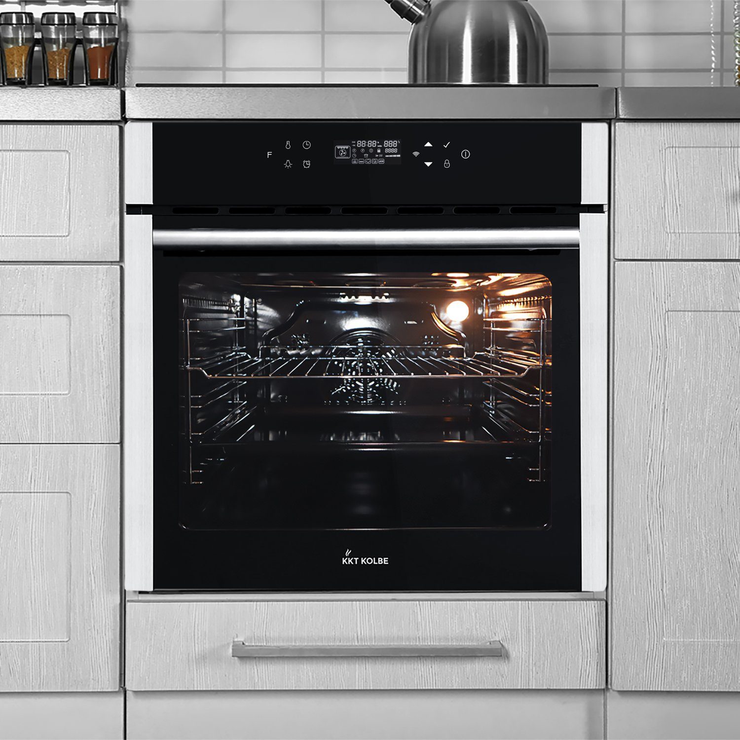 KKT KOLBE Einbaubackofen Backofen Elektroherd EB8313HC, DampfClean, 60cm / Edelstahl / 70 l / 2,8kW / Heißluft / Grill-/Brat-System / WIFI