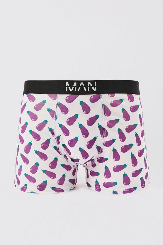 Boxershorts mit Auberginen-Print und Geschenkbox