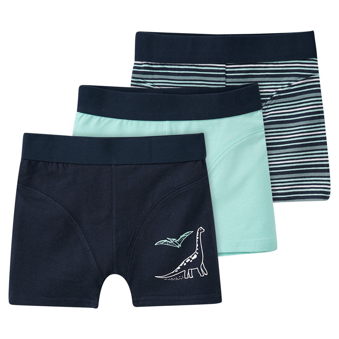 3 Jungen Boxer mit Dino-Print