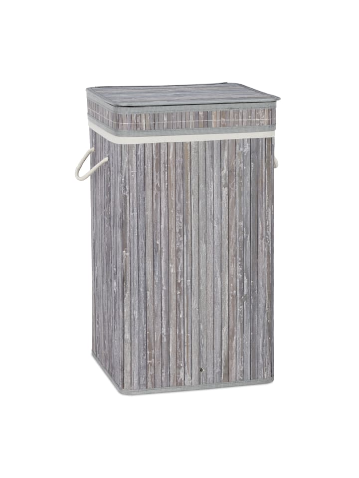 relaxdays Wäschekorb in Grau - (B)36 x (H)63 x (T)36 cm günstig kaufen onesize