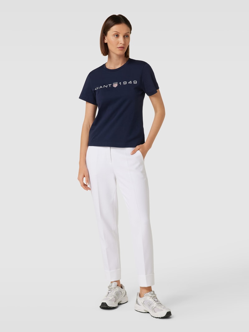 T-Shirt mit Label-Print in marineblau