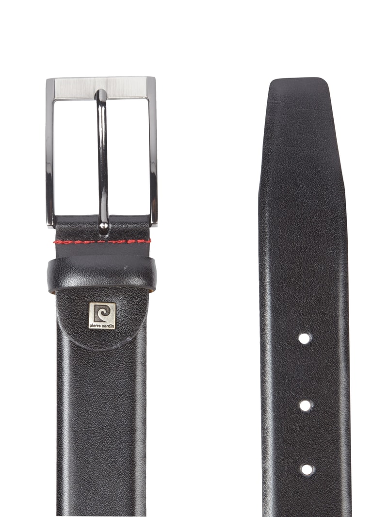 Ledergürtel mit Dornschließe in schwarz