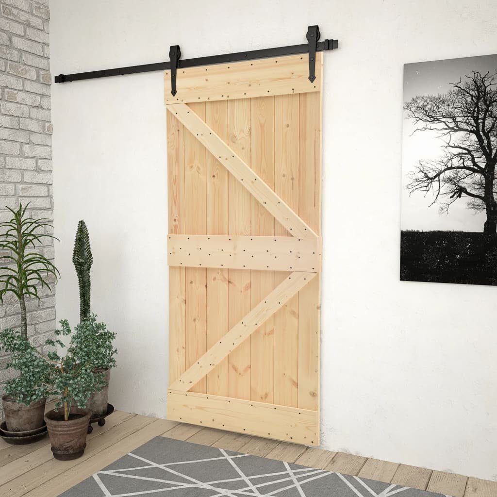vidaXL Schiebetür Tür 100x210 cm Kiefer Massivholz (1-St)