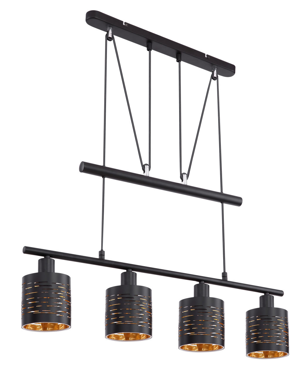 Globo Lighting - TUNNO - Hängeleuchte Metall schwarz, 4x E14 LED