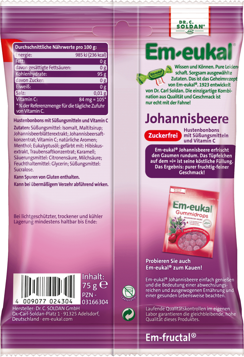 Bonbon, Johannisbeere gefüllt, zuckerfrei, 75 g