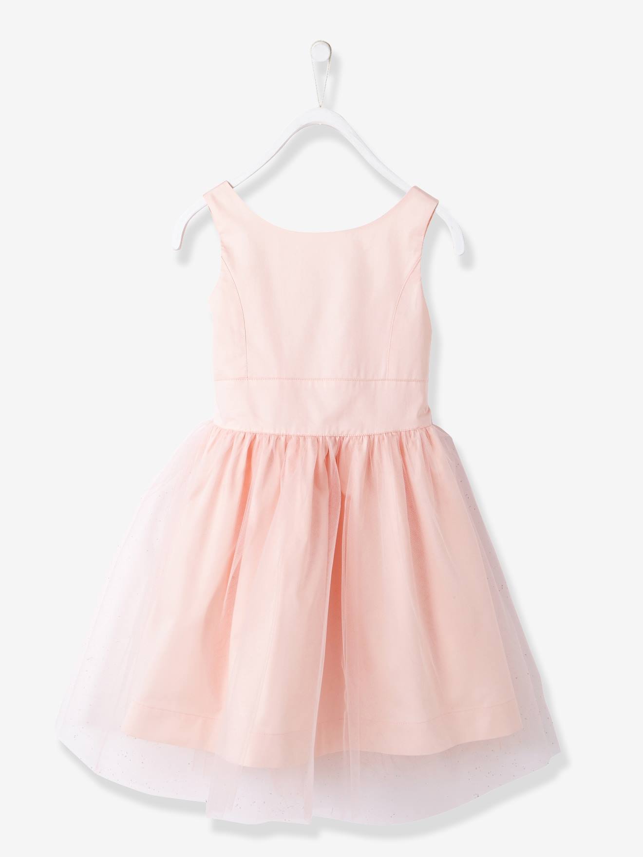 Robe de cérémonie fille en satin et tulle blanc