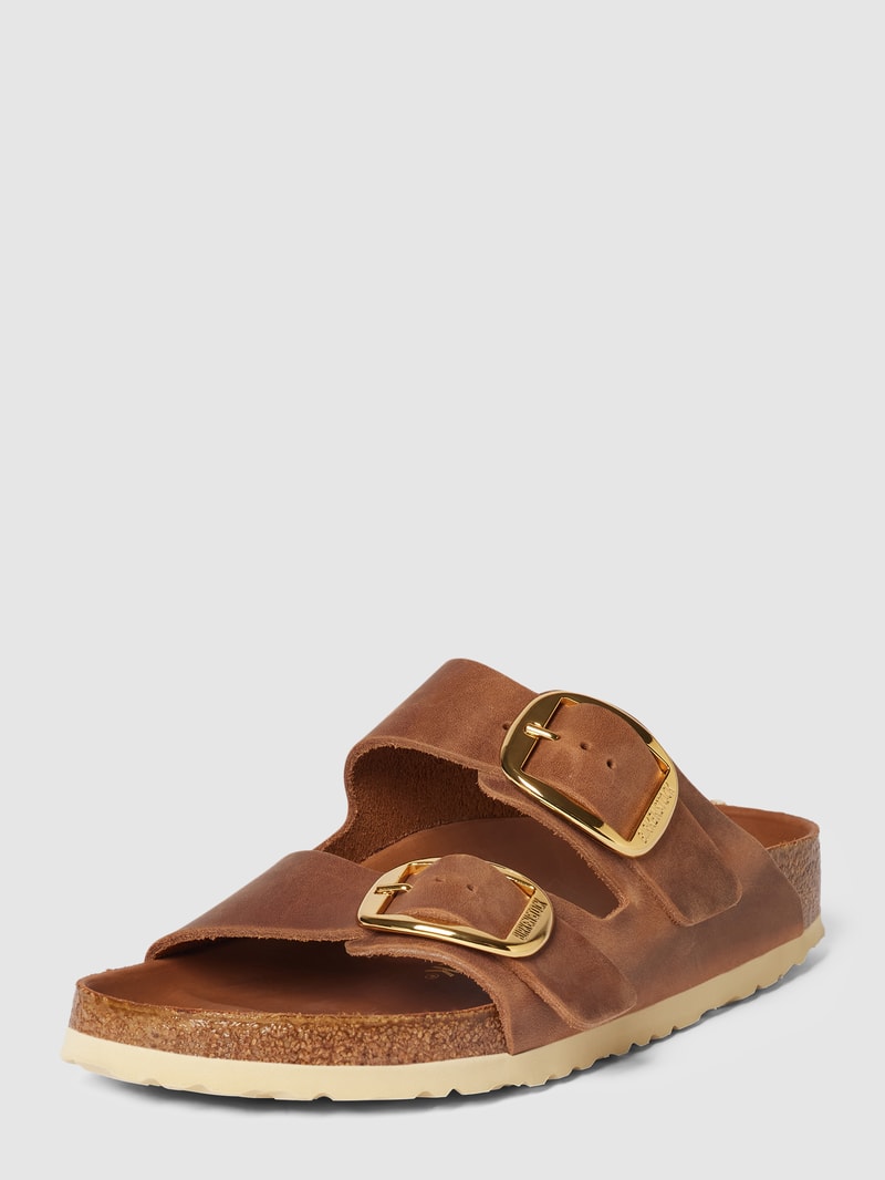 Slides aus echtem Leder Modell 'Arizona' in cognac