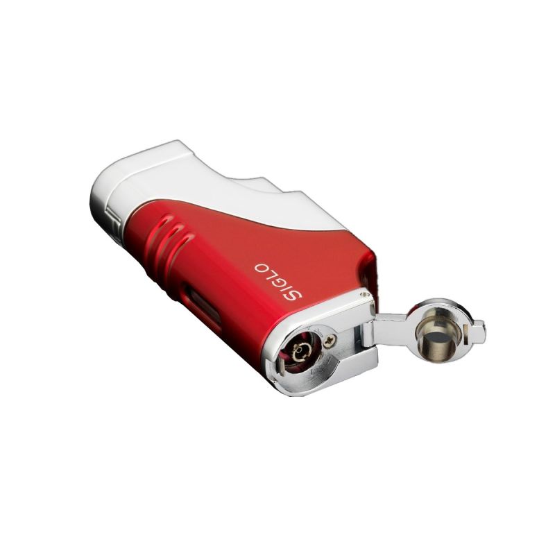 Siglo Triple Flame Feuerzeug Rot, Zigarettenanzünder