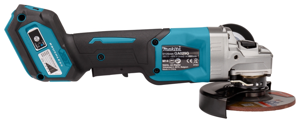 Meuleuse d'angle Makita GA029GZ 40 V max avec AWS, frein et interrupteur de sécurité 125 mm (batteries et chargeur non inclus).