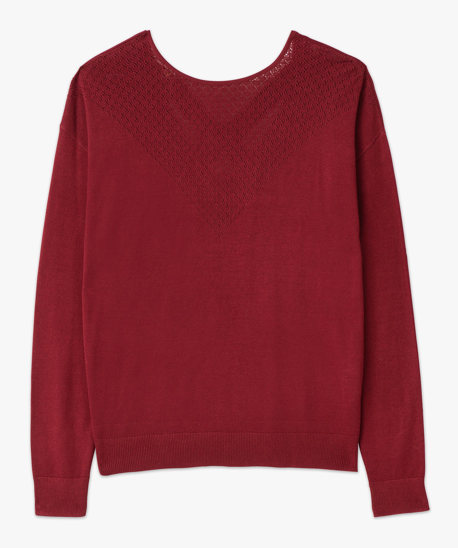 Pull fin à col rond avec dos croisé femme bordeaux | GEMO