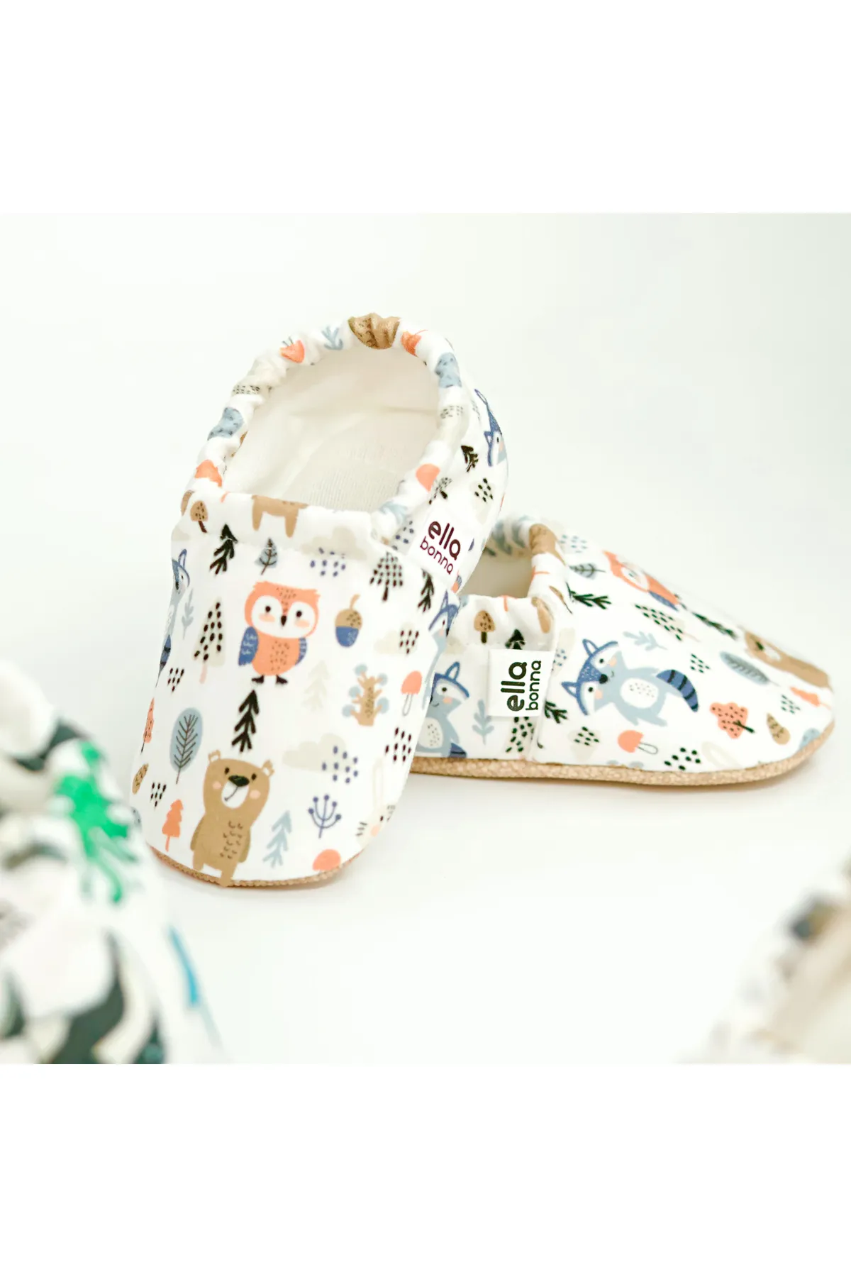 Ella Bonna  Rutschfeste Sohle, Waldtiere, Babyschuhe, Heimstiefel, Hausschuhe, Kinderzimmerschuhe, Hausschuhe