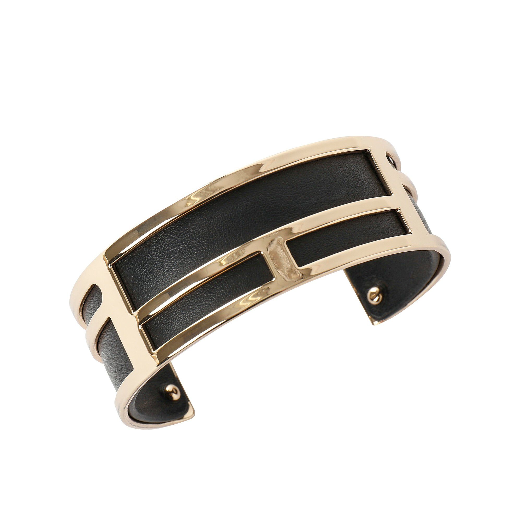 Bracelet manchette dorée, empiècement synthétique